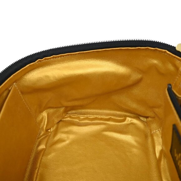 GIANNI VERSACE Logo Sun Vanity Hand Bag PVC Leather Black Gold - Picture 11 of 16